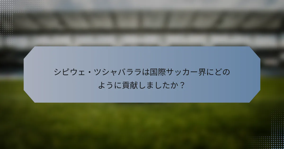 シピウェ・ツシャバララは国際サッカー界にどのように貢献しましたか？