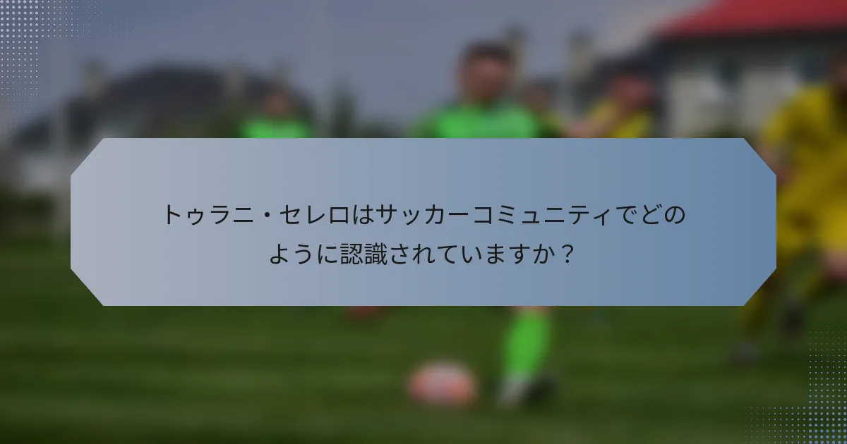 トゥラニ・セレロはサッカーコミュニティでどのように認識されていますか？
